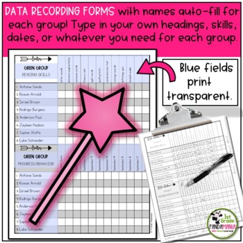 Guided Reading Groups Crayon (Fillable PDF) Posters, Labels, Data Forms 3 Data Forms