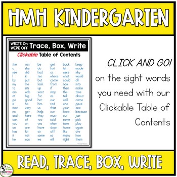 HMH Into Reading Kindergarten Sight Word Read, Trace, Box, Write Center 2020 2 Trace