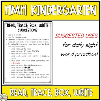 HMH Into Reading Kindergarten Sight Word Read, Trace, Box, Write Center 2020 3 Box