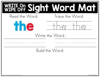 HMH Into Reading Kindergarten Sight Word Write, Wipe & Build Mats 2020 3 HMH Into Reading Kindergarten Sight Word Write