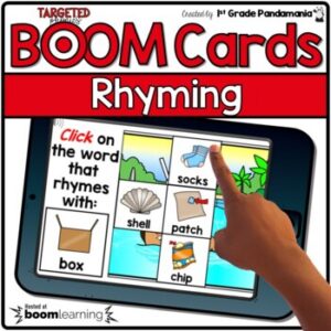 Rhyming Task Cards Puzzle with Audio and Animation BOOM CARDS
