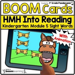 HMH Into Reading Kindergarten BOOM CARDS Module 5 Sight Words Farm Theme