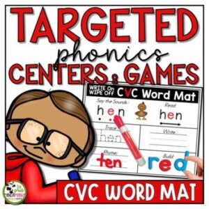 CVC Write-On Wipe-Off Word Mat Centers and Games Phonics SOR Aligned Activities