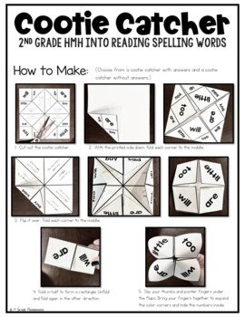 HMH Into Reading 2nd Grade Spelling Challenge Words Cootie Catcher Centers 2020 3 HMH Into Reading 2nd Grade Spelling Challenge Words Cootie Catcher Centers 2020 2