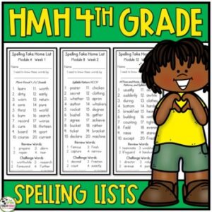 HMH Into Reading 4th Grade Spelling Take Home Lists Aligned with 2020