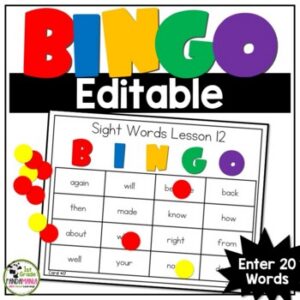 BINGO For Any List of 20 Words Editable PDF