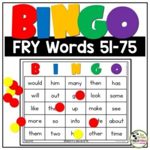 Fry Words Bingo Literacy Activities Words 51-75 from First 100 Fry Sight Words