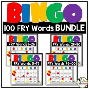 Fry Sight Words Bingo Literacy Activities for First 100 Sight Words