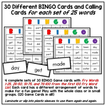 Fry Sight Words Bingo Literacy Activities for First 100 Sight Words 2 Fry Sight Words Bingo Literacy Activities for First 100 Sight Words 1
