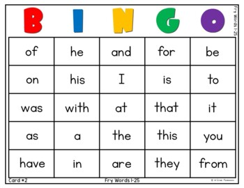 Fry Sight Words Bingo Literacy Activities for First 100 Sight Words 4 Fry Sight Words Bingo Literacy Activities for First 100 Sight Words 3