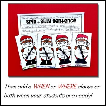 Holiday Writing Center Activities Spin a Silly Sentence 3 Holiday Writing Center Activities Spin a Silly Sentence 2