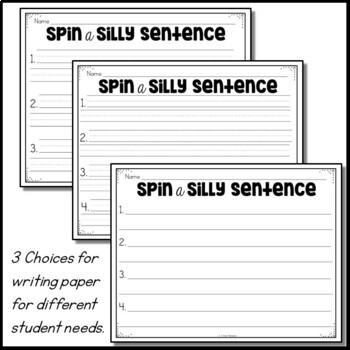 Holiday Writing Center Activities Spin a Silly Sentence 4 Holiday Writing Center Activities Spin a Silly Sentence 3