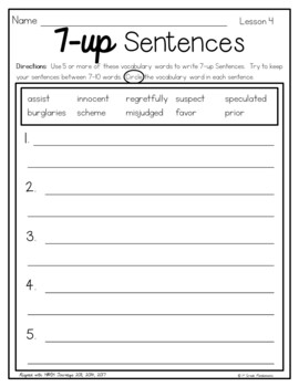 Journeys 4th Grade 7-up Sentence Writing Using Vocabulary Words aligned with HMH 4 Journeys 4th Grade 7-up Sentence Writing Using Vocabulary Words aligned with HMH 3